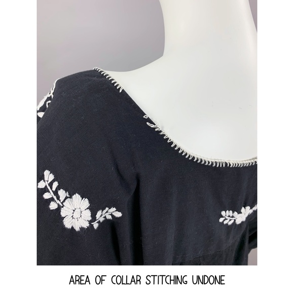 OS 2XL Vintage 70s Mexican Embroidered Mini Dress - Picture 8 of 8